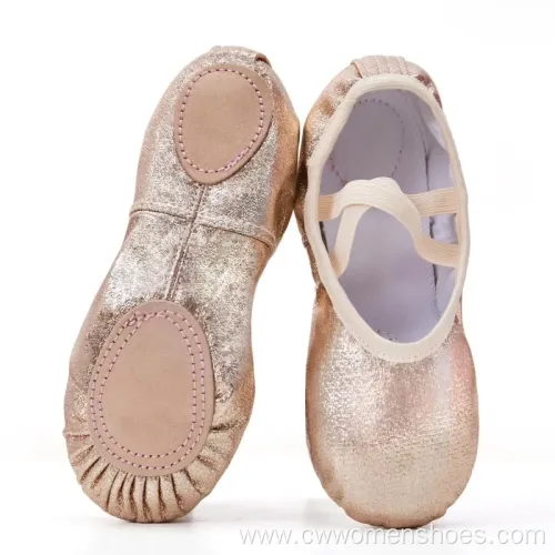 Girls Ballet Shoes for Girls Split-Sole Toddler Glitter Flats for Kids Dance
